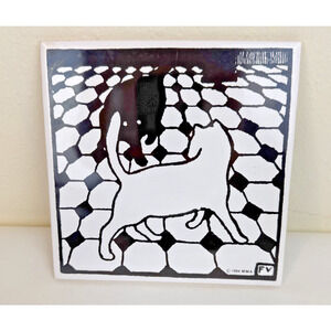 Vintage MMA Cats Trivet Ceramic Artist Felix Vallaton